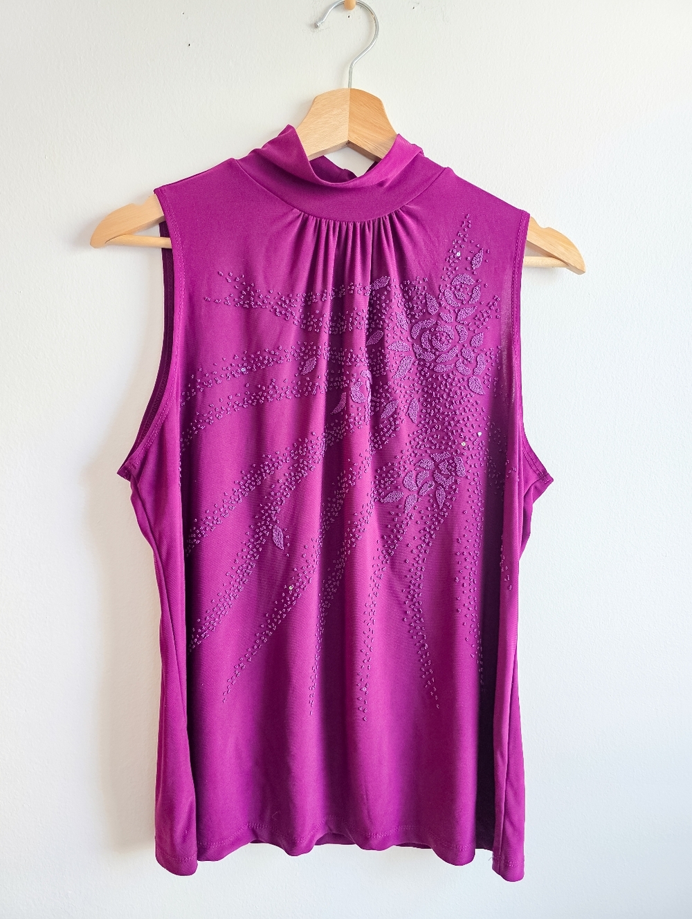 Vintage Y2K Bleeker & McDougal Micro-Beaded Mock Neck Top
